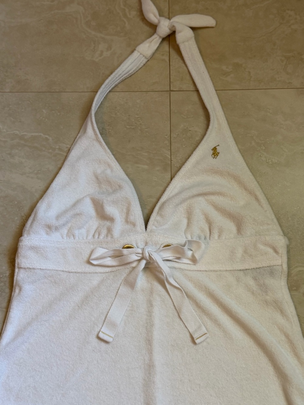 Ralph Lauren Vintage Terry White Halter Swim Coverup Dress - Picture 2 of 9